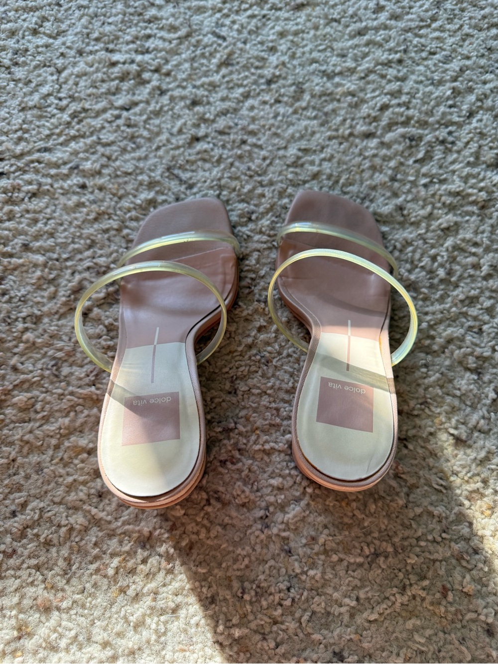 Dolce Vita Clear Double-Strap Heeled Sandals in Nude - Picture 5 of 6